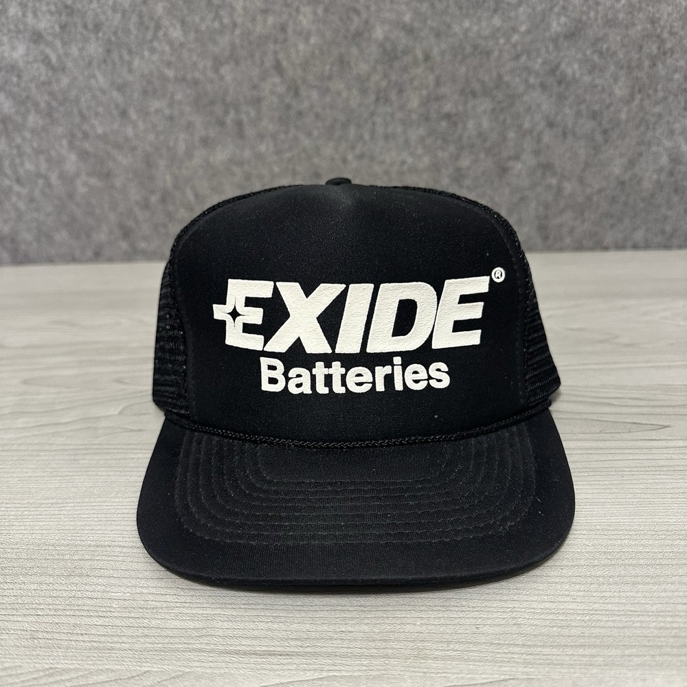 Vintage Cobra Caps Exide Batteries Men's One Size Trucker Hat Snapback Black